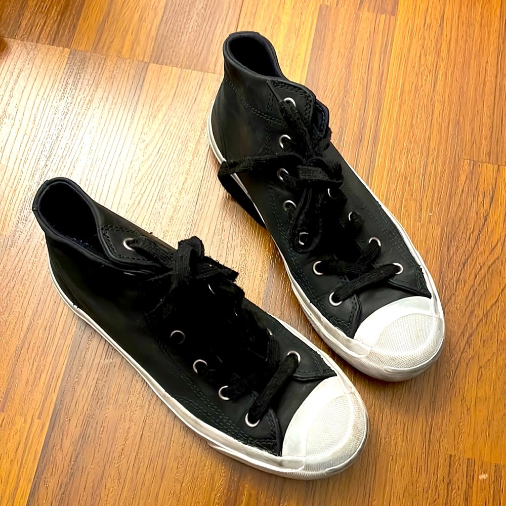 Converse Jack Purcell black leather high-tops